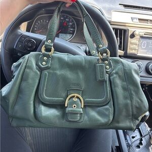 Vintage Coach Green Leather Bag